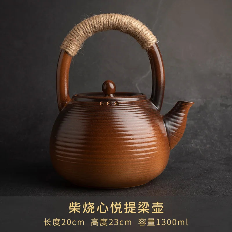 Kiln Transformation Retro Tea Warming Stove High Temperature Resistant Ceramic Teapot Set Side Handle Charcoal Stove Pot Teaware
