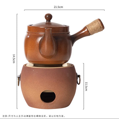 Kiln Transformation Retro Tea Warming Stove High Temperature Resistant Ceramic Teapot Set Side Handle Charcoal Stove Pot Teaware