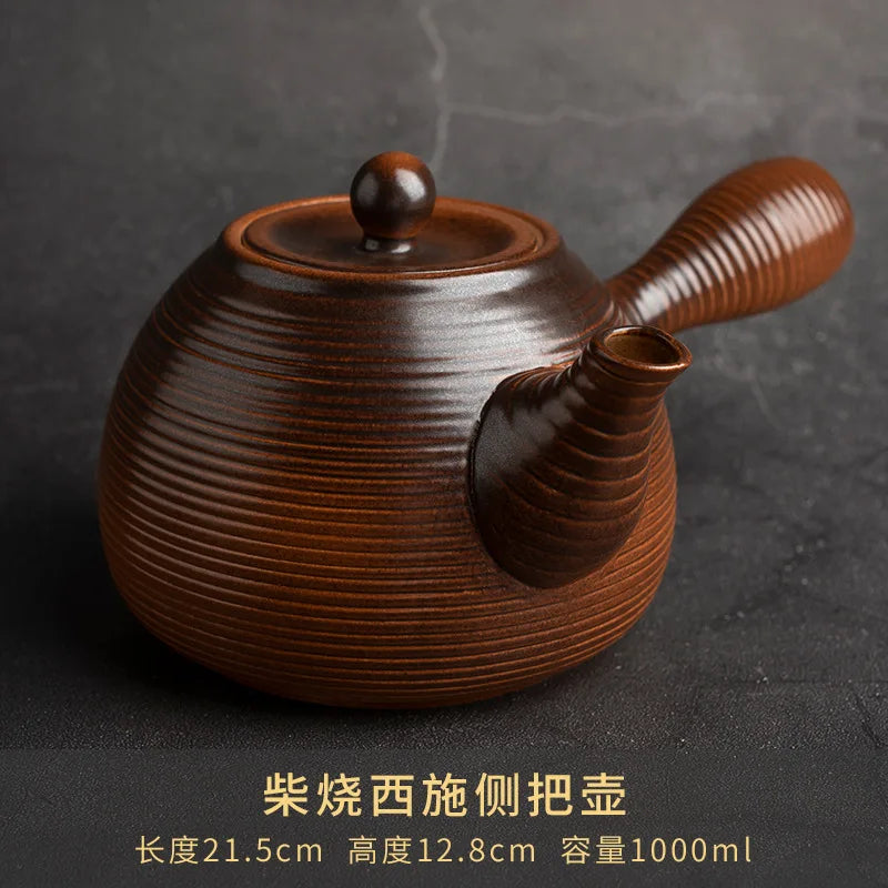 Kiln Transformation Retro Tea Warming Stove High Temperature Resistant Ceramic Teapot Set Side Handle Charcoal Stove Pot Teaware