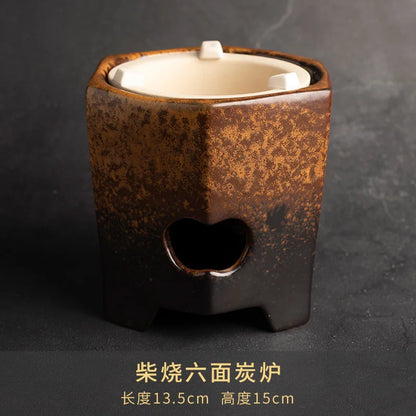 Kiln Transformation Retro Tea Warming Stove High Temperature Resistant Ceramic Teapot Set Side Handle Charcoal Stove Pot Teaware