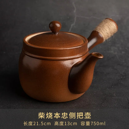 Kiln Transformation Retro Tea Warming Stove High Temperature Resistant Ceramic Teapot Set Side Handle Charcoal Stove Pot Teaware