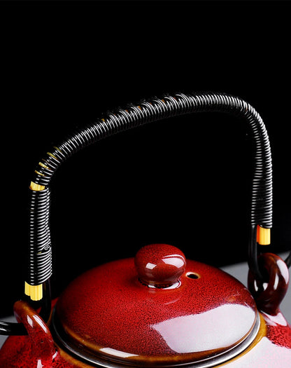 Kiln Transmission Ceramic Teapot, Household Simple Office, Lifting Beam, Single Pot, High Temperature Resistant Filter Screen