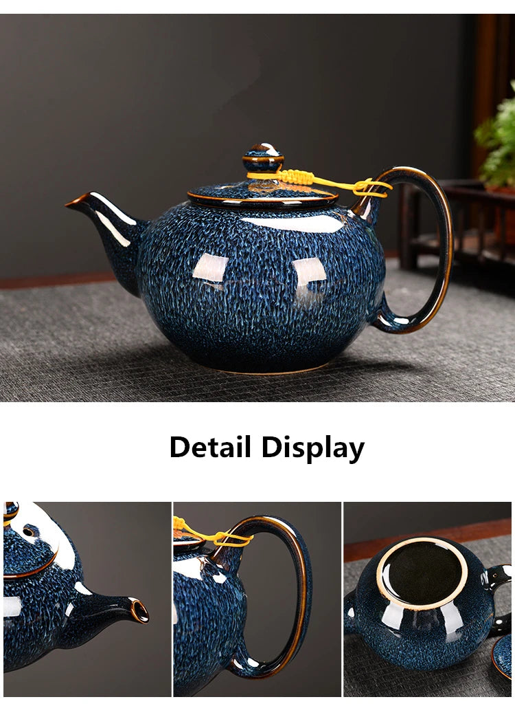 Kiln Transmission Ceramic Teapot, Household Simple Office, Lifting Beam, Single Pot, High Temperature Resistant Filter Screen