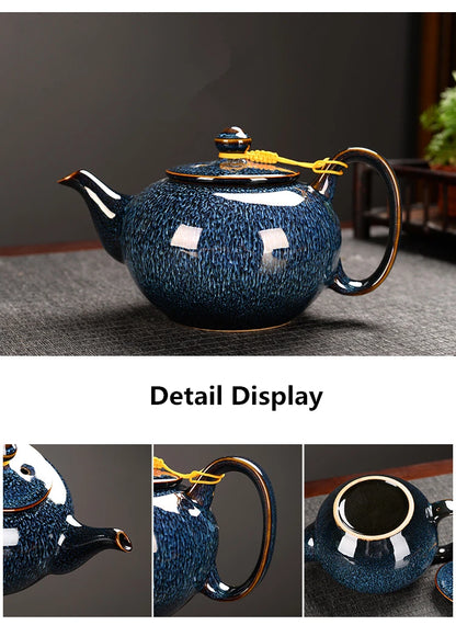 Kiln Transmission Ceramic Teapot, Household Simple Office, Lifting Beam, Single Pot, High Temperature Resistant Filter Screen