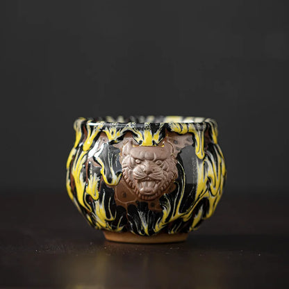 Kiln-turned Mythical Beast Tea Cup Dragon Tiger Master Cup Ceramic Tea Cup Jianzhan Chinese Tea Cup Kung Fu Tea Set Teacup