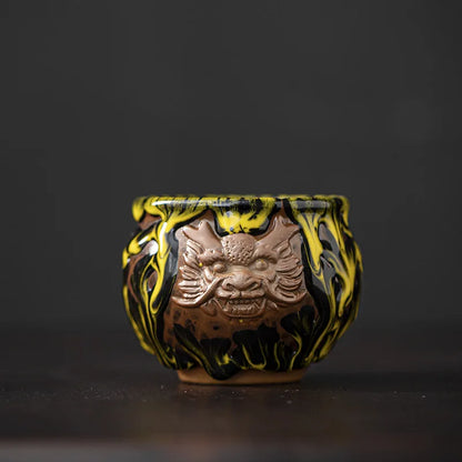 Kiln-turned Mythical Beast Tea Cup Dragon Tiger Master Cup Ceramic Tea Cup Jianzhan Chinese Tea Cup Kung Fu Tea Set Teacup