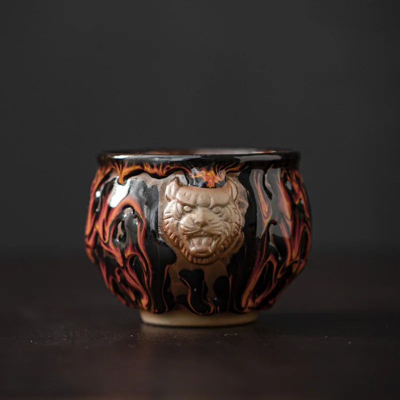 Kiln-turned Mythical Beast Tea Cup Dragon Tiger Master Cup Ceramic Tea Cup Jianzhan Chinese Tea Cup Kung Fu Tea Set Teacup