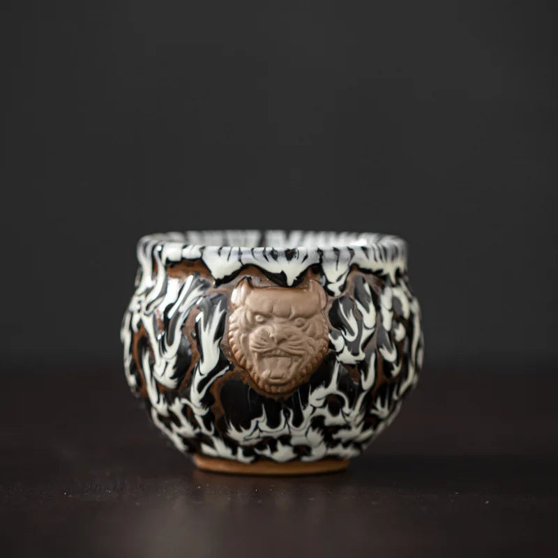 Kiln-turned Mythical Beast Tea Cup Dragon Tiger Master Cup Ceramic Tea Cup Jianzhan Chinese Tea Cup Kung Fu Tea Set Teacup