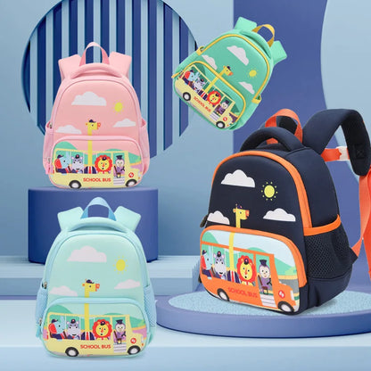Kindergarten Boys School Bags Cartoon Schoolbus Kids Bag for Girls Backpacks Mochilas Para Pink Blue Schoolbag 1-3-6 Years