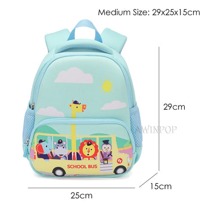 Kindergarten Boys School Bags Cartoon Schoolbus Kids Bag for Girls Backpacks Mochilas Para Pink Blue Schoolbag 1-3-6 Years