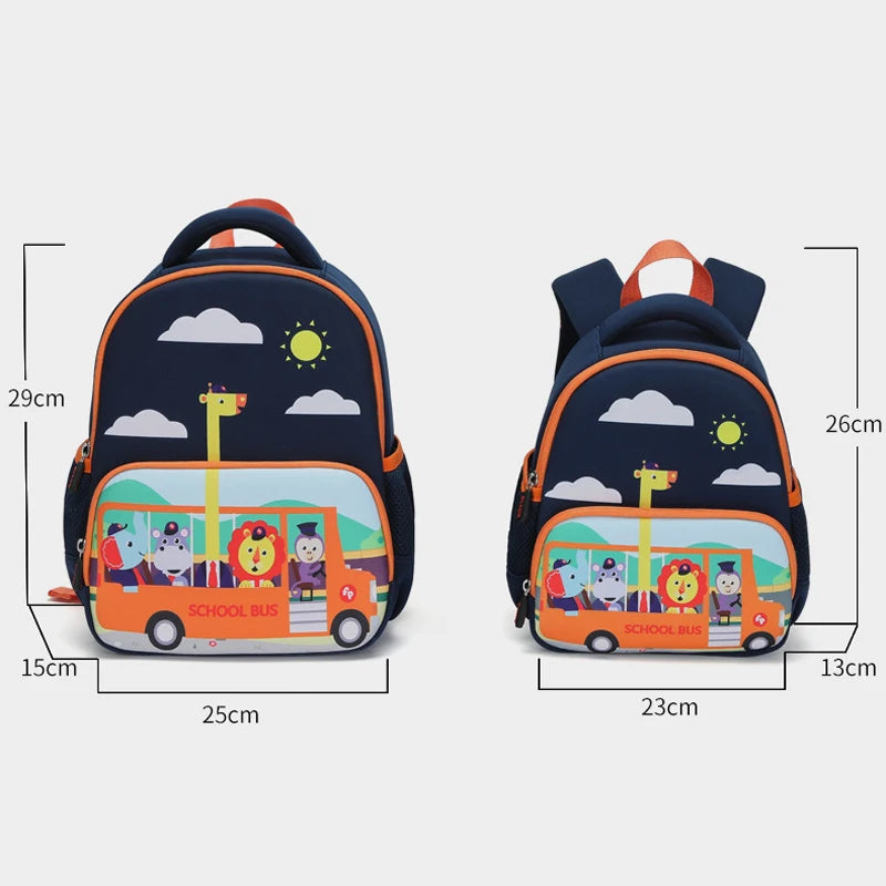 Kindergarten Boys School Bags Cartoon Schoolbus Kids Bag for Girls Backpacks Mochilas Para Pink Blue Schoolbag 1-3-6 Years