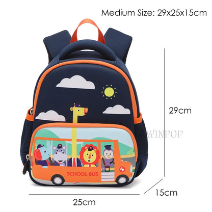 Kindergarten Boys School Bags Cartoon Schoolbus Kids Bag for Girls Backpacks Mochilas Para Pink Blue Schoolbag 1-3-6 Years