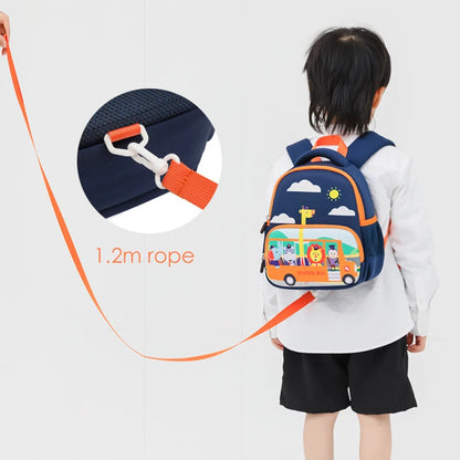 Kindergarten Boys School Bags Cartoon Schoolbus Kids Bag for Girls Backpacks Mochilas Para Pink Blue Schoolbag 1-3-6 Years