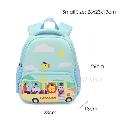 Kindergarten Boys School Bags Cartoon Schoolbus Kids Bag for Girls Backpacks Mochilas Para Pink Blue Schoolbag 1-3-6 Years