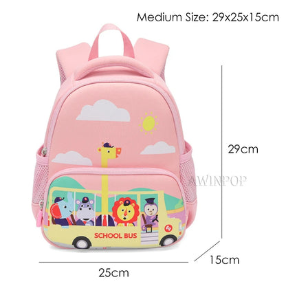 Kindergarten Boys School Bags Cartoon Schoolbus Kids Bag for Girls Backpacks Mochilas Para Pink Blue Schoolbag 1-3-6 Years