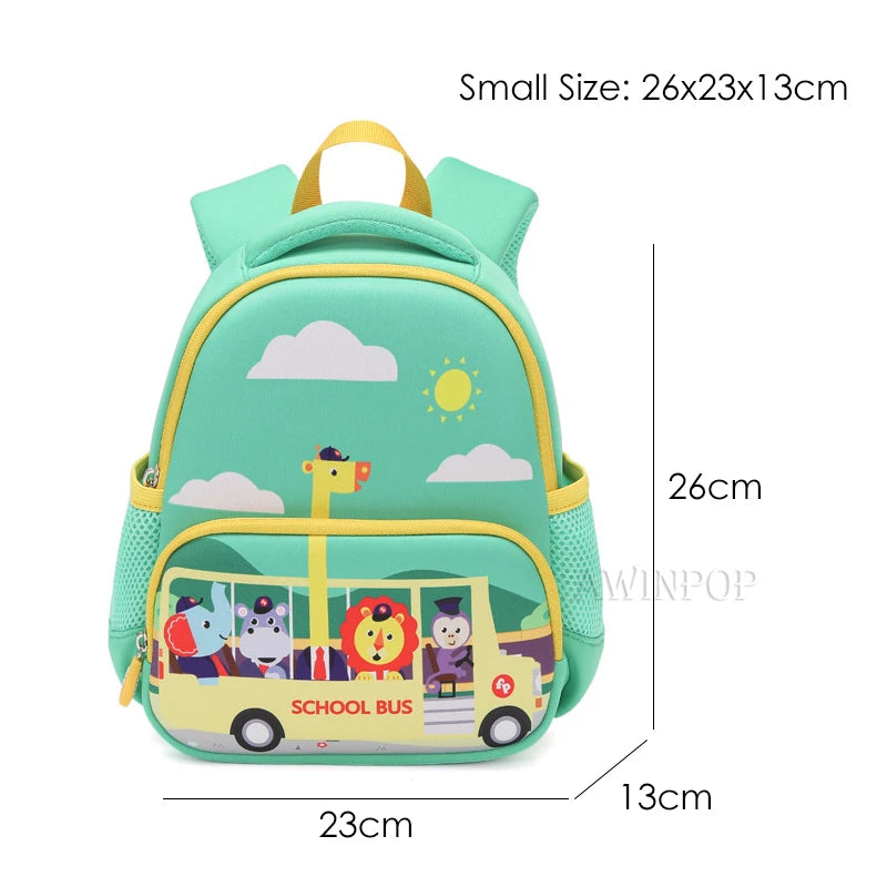 Kindergarten Boys School Bags Cartoon Schoolbus Kids Bag for Girls Backpacks Mochilas Para Pink Blue Schoolbag 1-3-6 Years