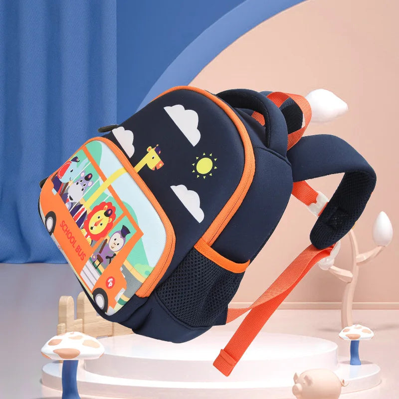 Kindergarten Boys School Bags Cartoon Schoolbus Kids Bag for Girls Backpacks Mochilas Para Pink Blue Schoolbag 1-3-6 Years