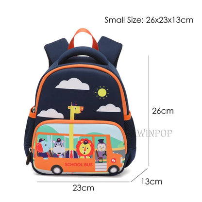 Kindergarten Boys School Bags Cartoon Schoolbus Kids Bag for Girls Backpacks Mochilas Para Pink Blue Schoolbag 1-3-6 Years