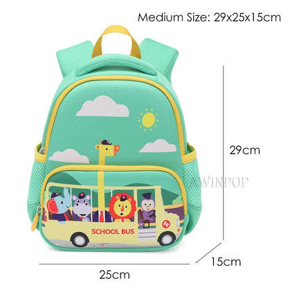 Kindergarten Boys School Bags Cartoon Schoolbus Kids Bag for Girls Backpacks Mochilas Para Pink Blue Schoolbag 1-3-6 Years