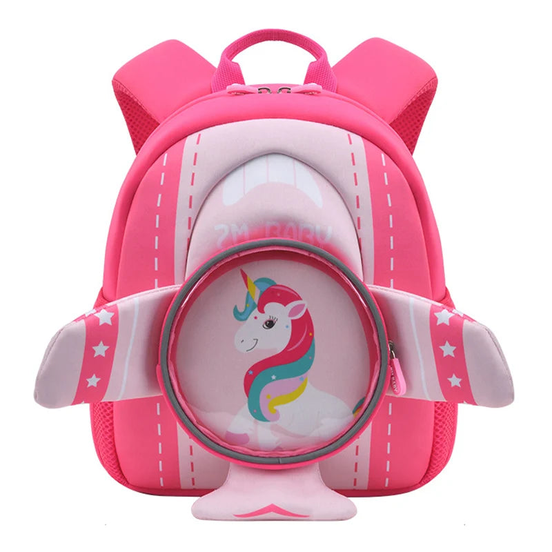 Kindergarten Girls School Bags 3D Cartoon Plane Cute Unicorn Kids Backpacks Boys Fashion Bookbag Kawaii Toddler Mochilas Para
