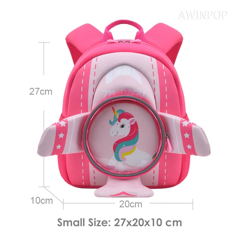 Kindergarten Girls School Bags 3D Cartoon Plane Cute Unicorn Kids Backpacks Boys Fashion Bookbag Kawaii Toddler Mochilas Para