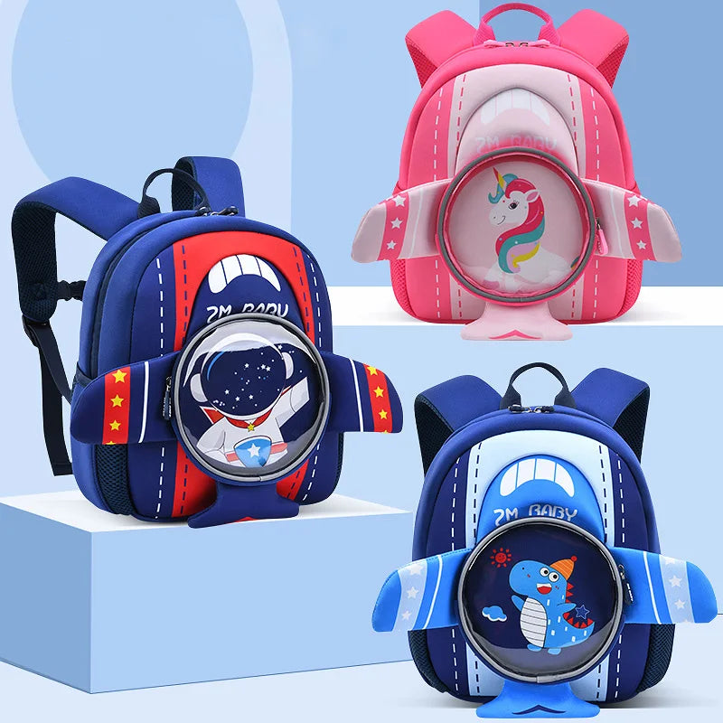 Kindergarten Girls School Bags 3D Cartoon Plane Cute Unicorn Kids Backpacks Boys Fashion Bookbag Kawaii Toddler Mochilas Para