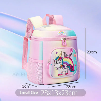 Kindergarten Girls School Bags Rainbow Horse Design Children's Schoolbag Primary School Backpack For Student Unicorn Travel Bags
