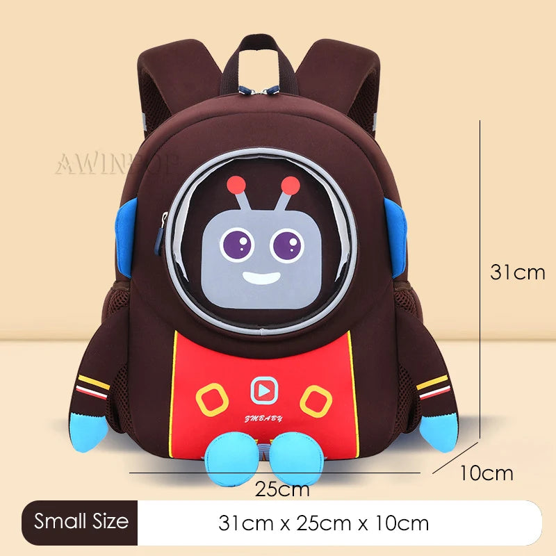 Kindergarten Kids 3D Cartoon Robot School Bags for Boys Neoprene 2-6 Years Toddler Backpacks Children Bags Girls Book Back Pack