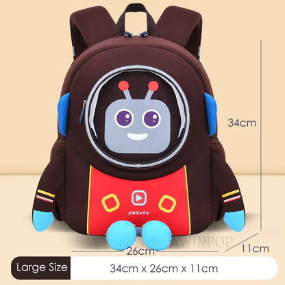 Kindergarten Kids 3D Cartoon Robot School Bags for Boys Neoprene 2-6 Years Toddler Backpacks Children Bags Girls Book Back Pack