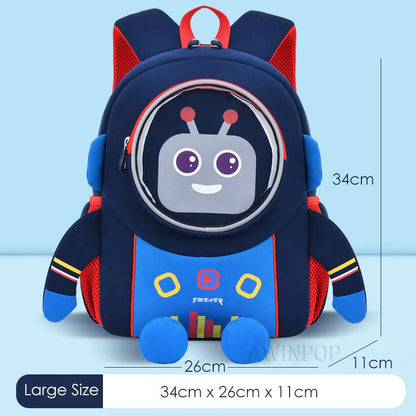Kindergarten Kids 3D Cartoon Robot School Bags for Boys Neoprene 2-6 Years Toddler Backpacks Children Bags Girls Book Back Pack