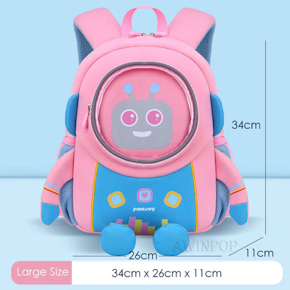 Kindergarten Kids 3D Cartoon Robot School Bags for Boys Neoprene 2-6 Years Toddler Backpacks Children Bags Girls Book Back Pack