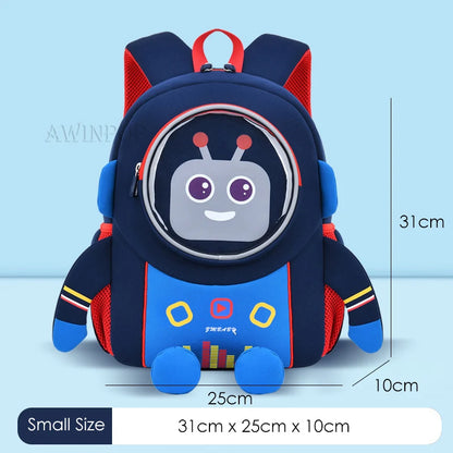 Kindergarten Kids 3D Cartoon Robot School Bags for Boys Neoprene 2-6 Years Toddler Backpacks Children Bags Girls Book Back Pack