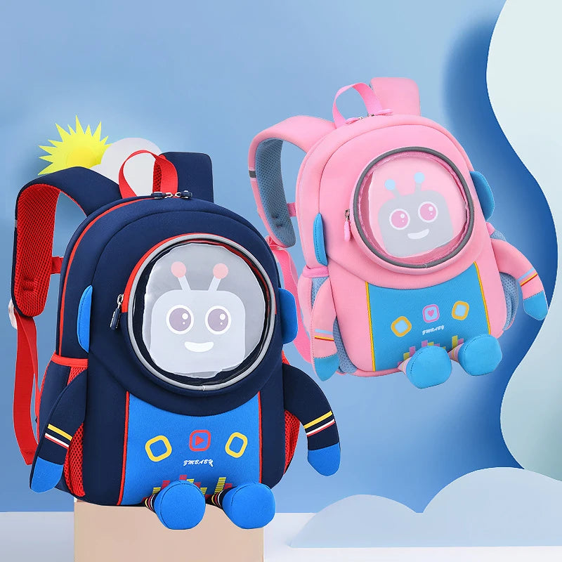Kindergarten Kids 3D Cartoon Robot School Bags for Boys Neoprene 2-6 Years Toddler Backpacks Children Bags Girls Book Back Pack