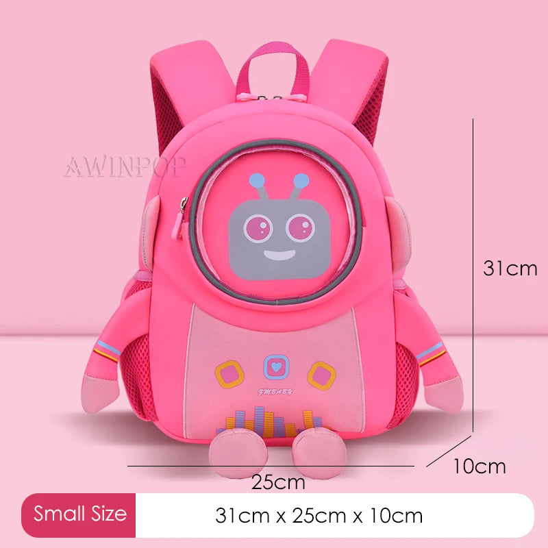 Kindergarten Kids 3D Cartoon Robot School Bags for Boys Neoprene 2-6 Years Toddler Backpacks Children Bags Girls Book Back Pack