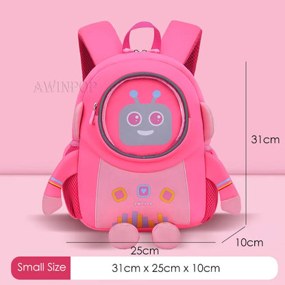 Kindergarten Kids 3D Cartoon Robot School Bags for Boys Neoprene 2-6 Years Toddler Backpacks Children Bags Girls Book Back Pack