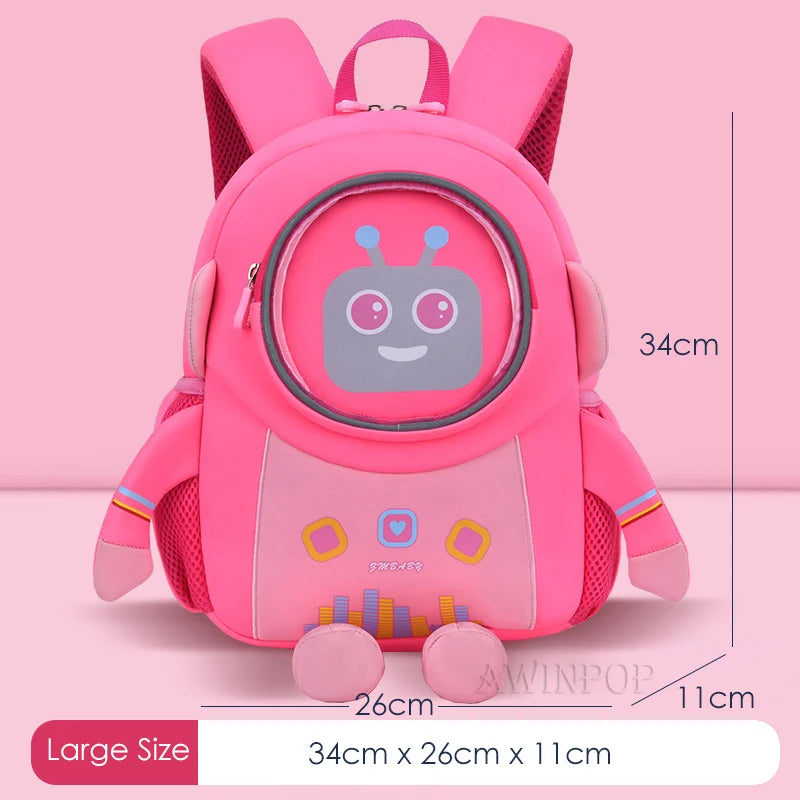 Kindergarten Kids 3D Cartoon Robot School Bags for Boys Neoprene 2-6 Years Toddler Backpacks Children Bags Girls Book Back Pack