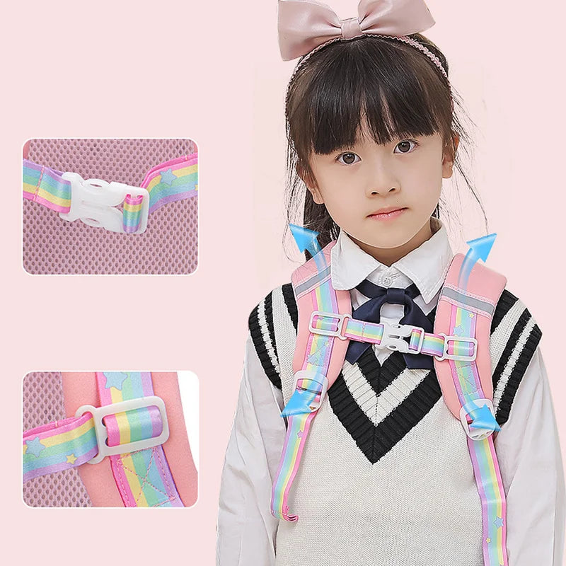 Kindergarten Multifunctional Children's Backpack Cartoon Rabbit Girls School Bags Light Spine Protection Toddler Kids Backpack