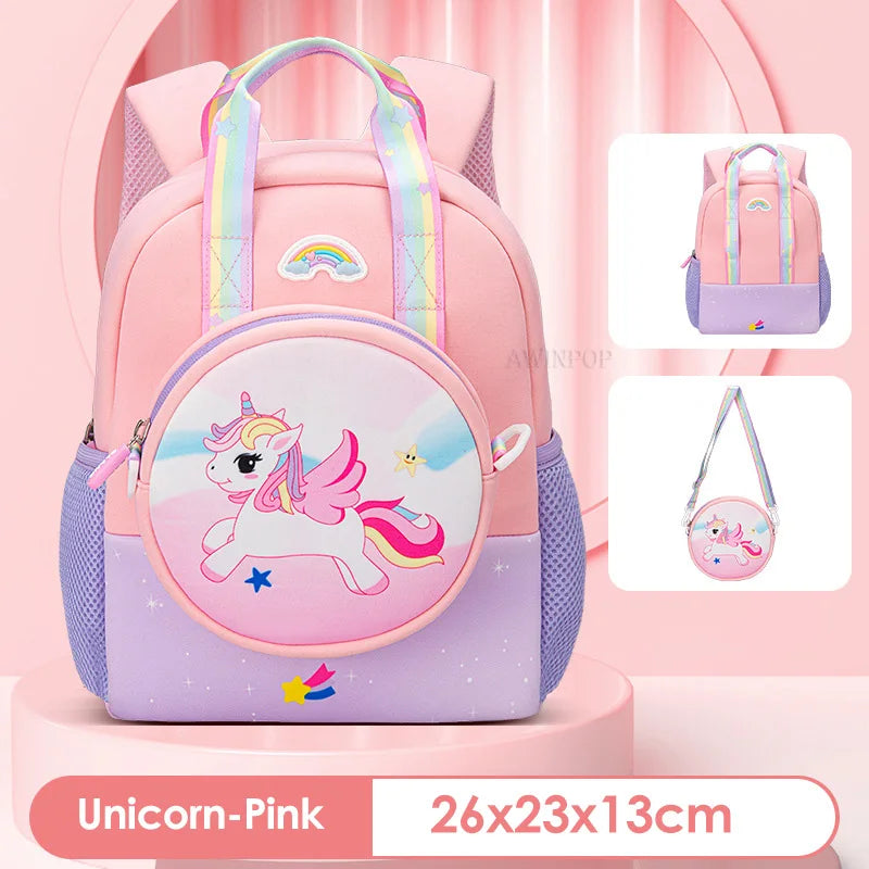 Kindergarten Multifunctional Children's Backpack Cartoon Rabbit Girls School Bags Light Spine Protection Toddler Kids Backpack