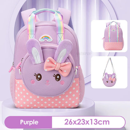 Kindergarten Multifunctional Children's Backpack Cartoon Rabbit Girls School Bags Light Spine Protection Toddler Kids Backpack