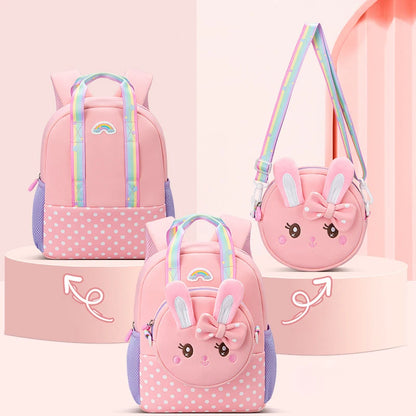 Kindergarten Multifunctional Children's Backpack Cartoon Rabbit Girls School Bags Light Spine Protection Toddler Kids Backpack