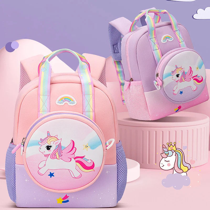 Kindergarten Multifunctional Children's Backpack Cartoon Rabbit Girls School Bags Light Spine Protection Toddler Kids Backpack
