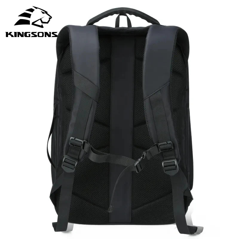 Kingsons 15 17 inch Laptop Man Backpack USB Recharging Multi-layer Space Travel Male Bag Anti-thief Mochila