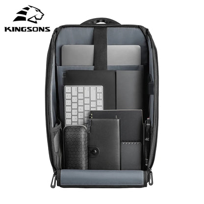Kingsons Man Backpack Fit 15 inch Laptop With Upgraded USB Recharge Men Multifunctional Travel Anti-thief Waterproof Bag Mochila