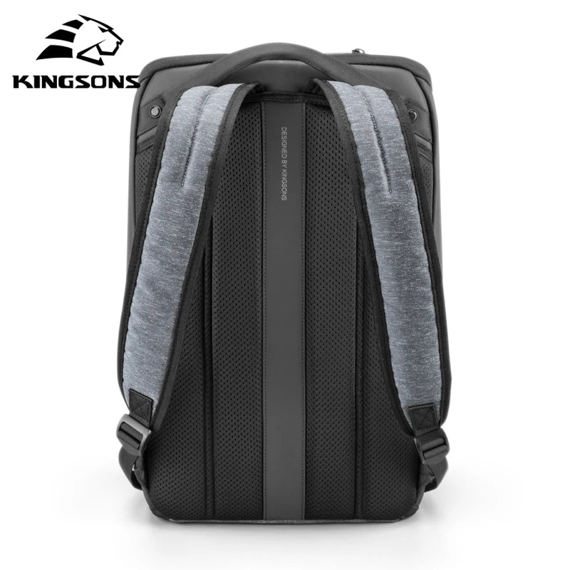 Kingsons Man Backpack Fit 15 inch Laptop With Upgraded USB Recharge Men Multifunctional Travel Anti-thief Waterproof Bag Mochila