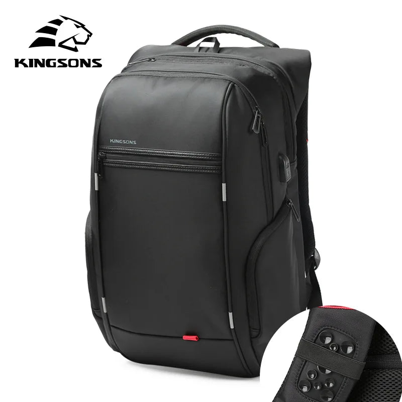 Kingsons Men Backpacks 15'' 17'' Laptop Backpack USB Charger Bag Anti-theft Backpack for Teenager Fashion Male Travel