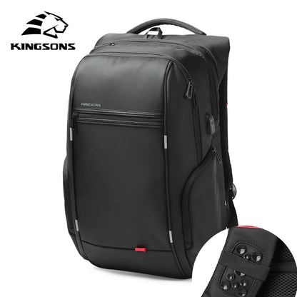 Kingsons Men Backpacks 15'' 17'' Laptop Backpack USB Charger Bag Anti-theft Backpack for Teenager Fashion Male Travel