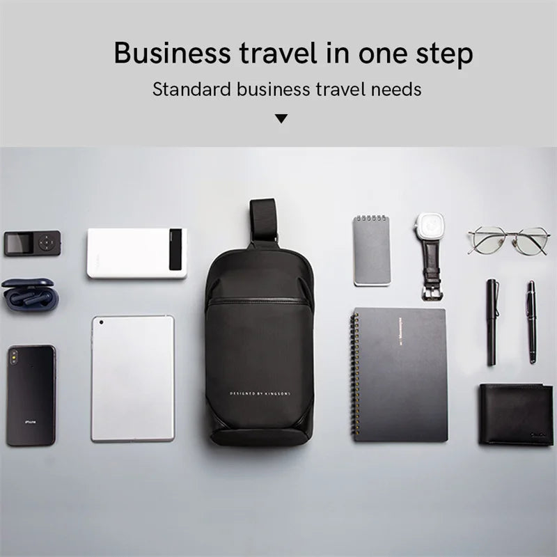 Kingsons Men Crossbody Bag Kingsons Black Fashion Male Waterproof Single Shoulder Bag Boy Casual Chest Bag