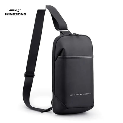 Kingsons Men Crossbody Bag Kingsons Black Fashion Male Waterproof Single Shoulder Bag Boy Casual Chest Bag