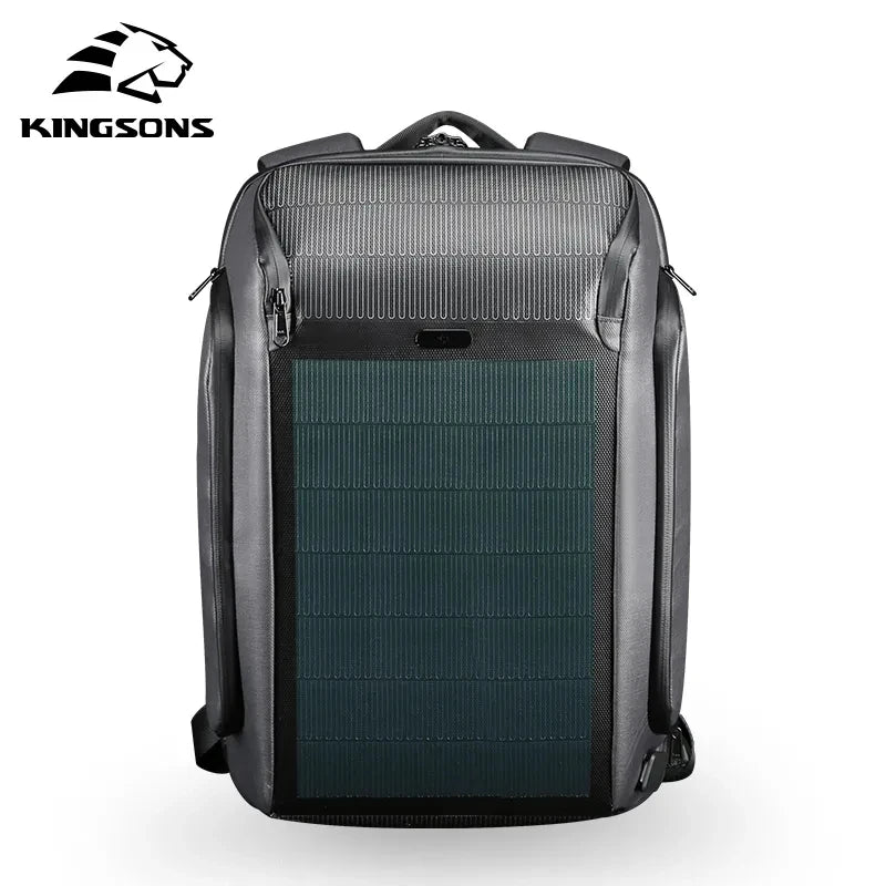 Kingsons Solar Charging Backpack Multifunctional Anti-Theft Waterproof Men Laptop Shoulder Bag USB Travel Outdoor Backpack