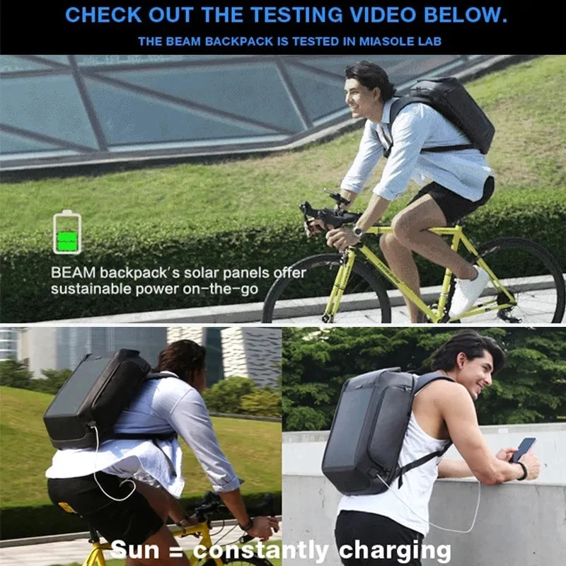 Kingsons Solar Charging Backpack Multifunctional Anti-Theft Waterproof Men Laptop Shoulder Bag USB Travel Outdoor Backpack